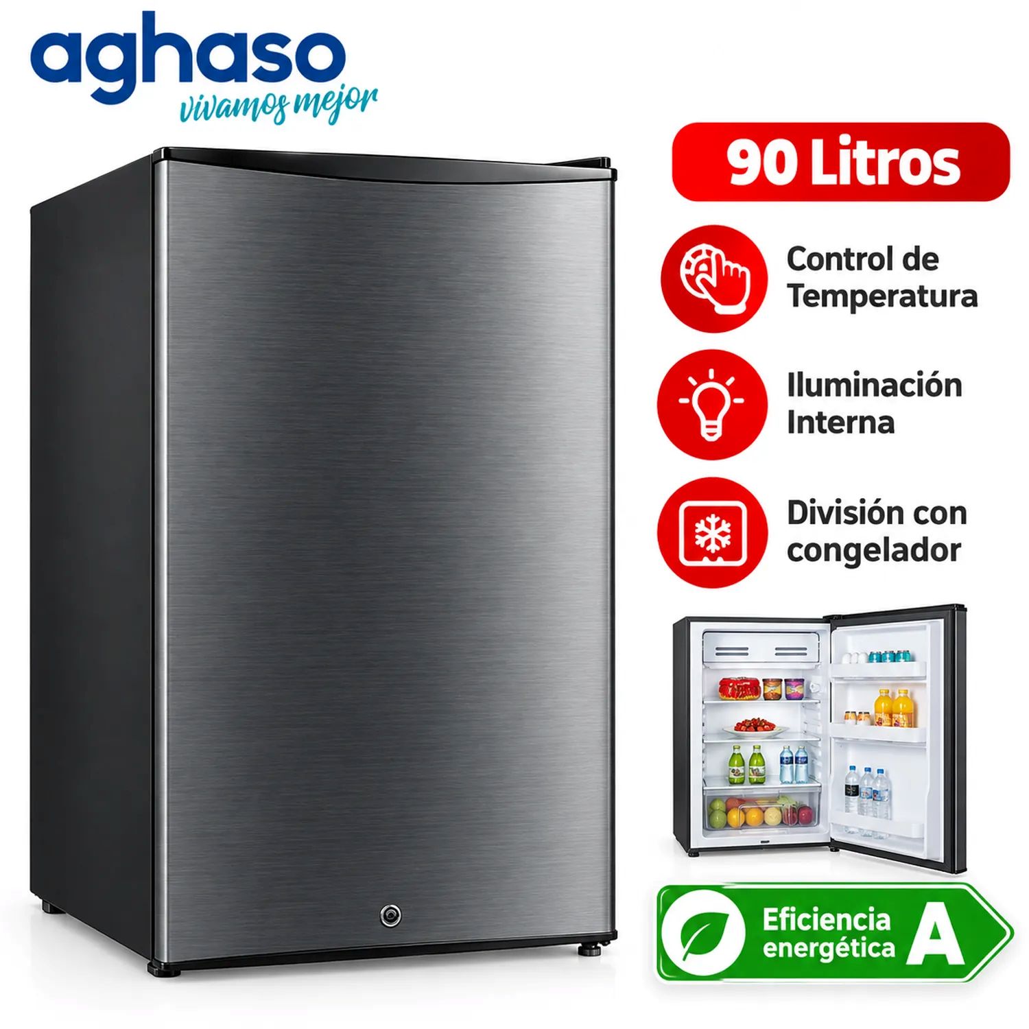 Frigobar Aghaso REFR-AGH08 Negro 93 Lts