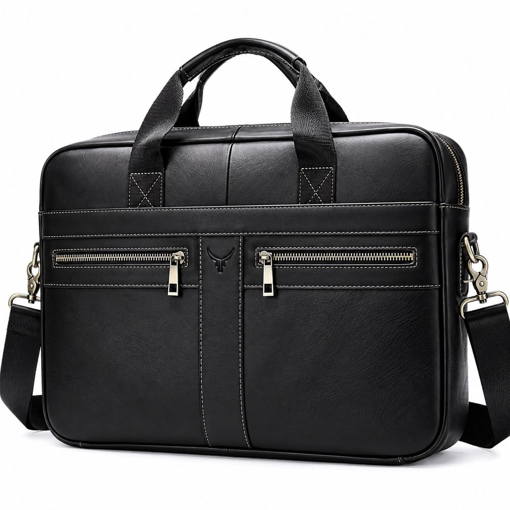 Maletín De Cuero Vacuno 5011 Negro Amplia Capacidad