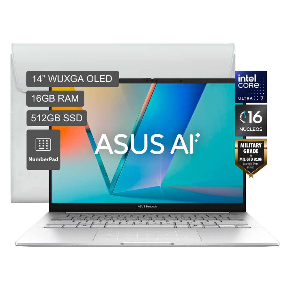 Laptop ASUS 14 Intel Core Ultra 7 255H 512GB SSD 16GB RAM Intel Arc Windows 11 Home plateado