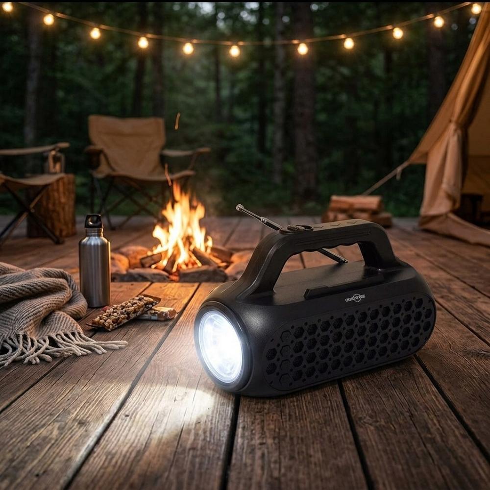 Linterna Parlante Solar Recargable Bluetooth Radio FM con Soporte para Celular
