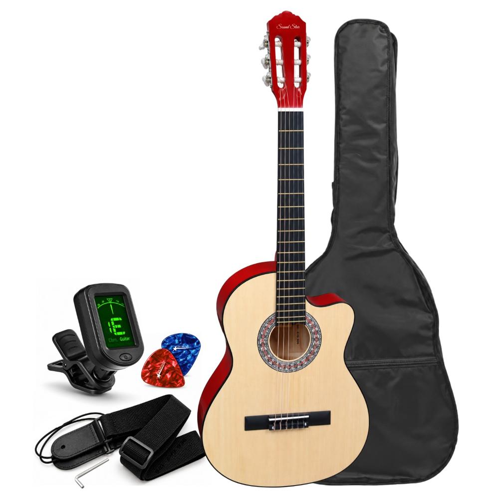 Guitarra Acustica Nylon color Natural Con Funda Afinador Digital y Accesorios