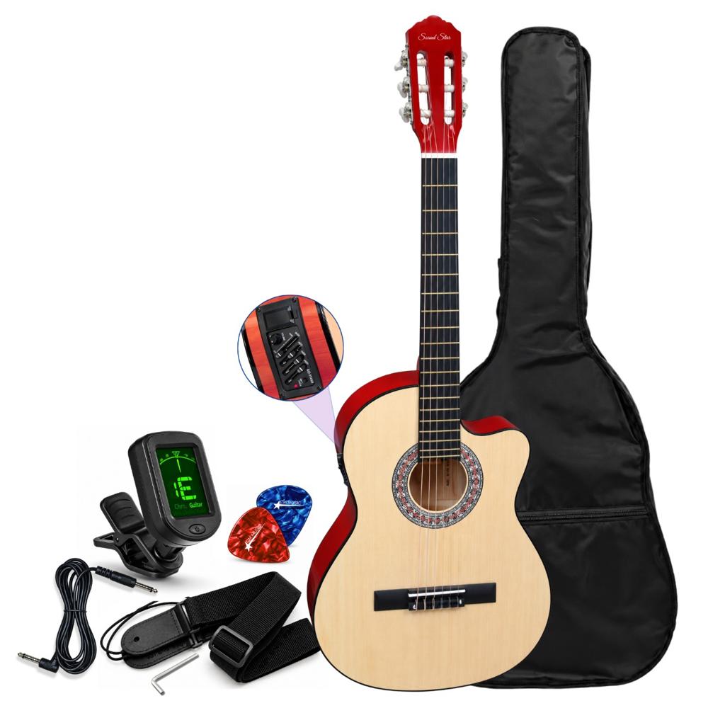 Guitarra Electroacústico nylon color Natural kit Completo de accesorios