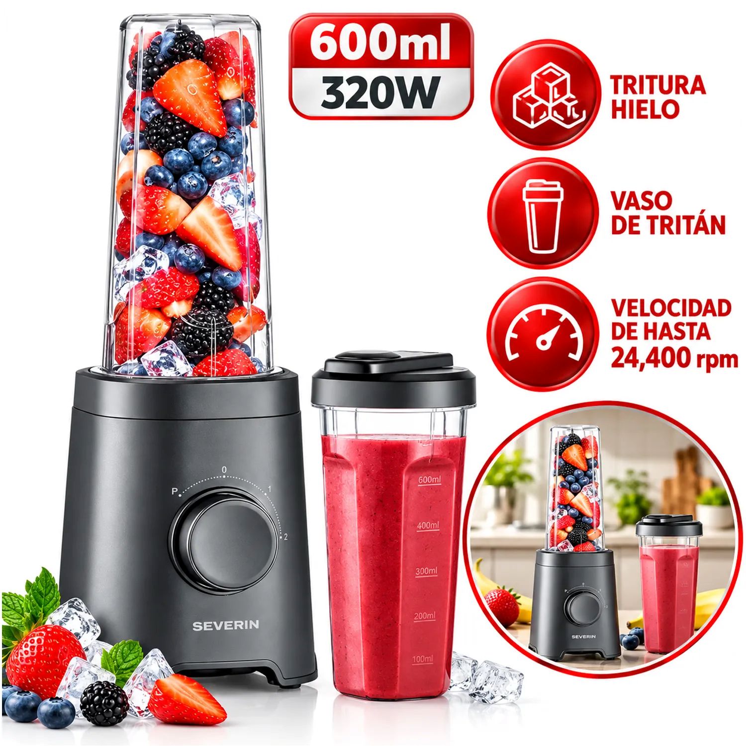 Licuadora Portátil 600ml SM 3743