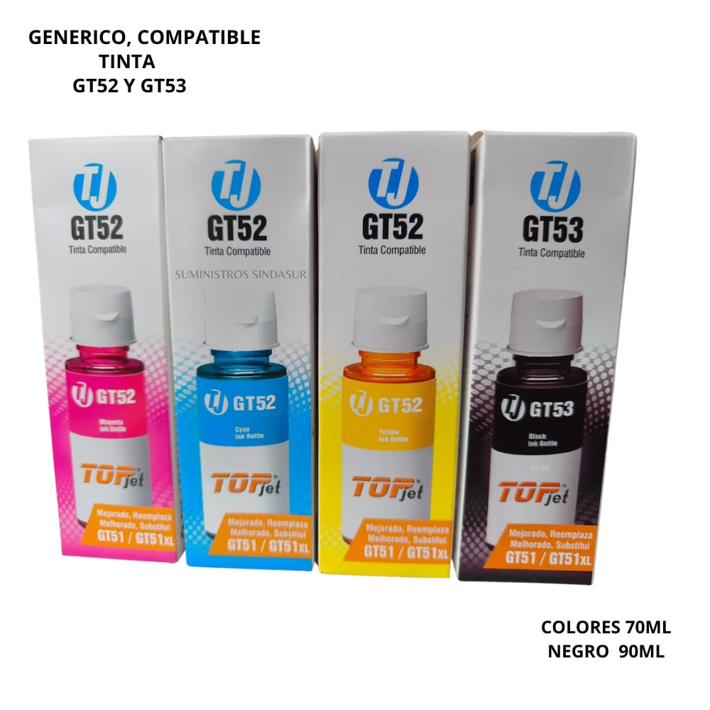 Kit Tinta Compatible HP GT52 GT53  4 Colores
