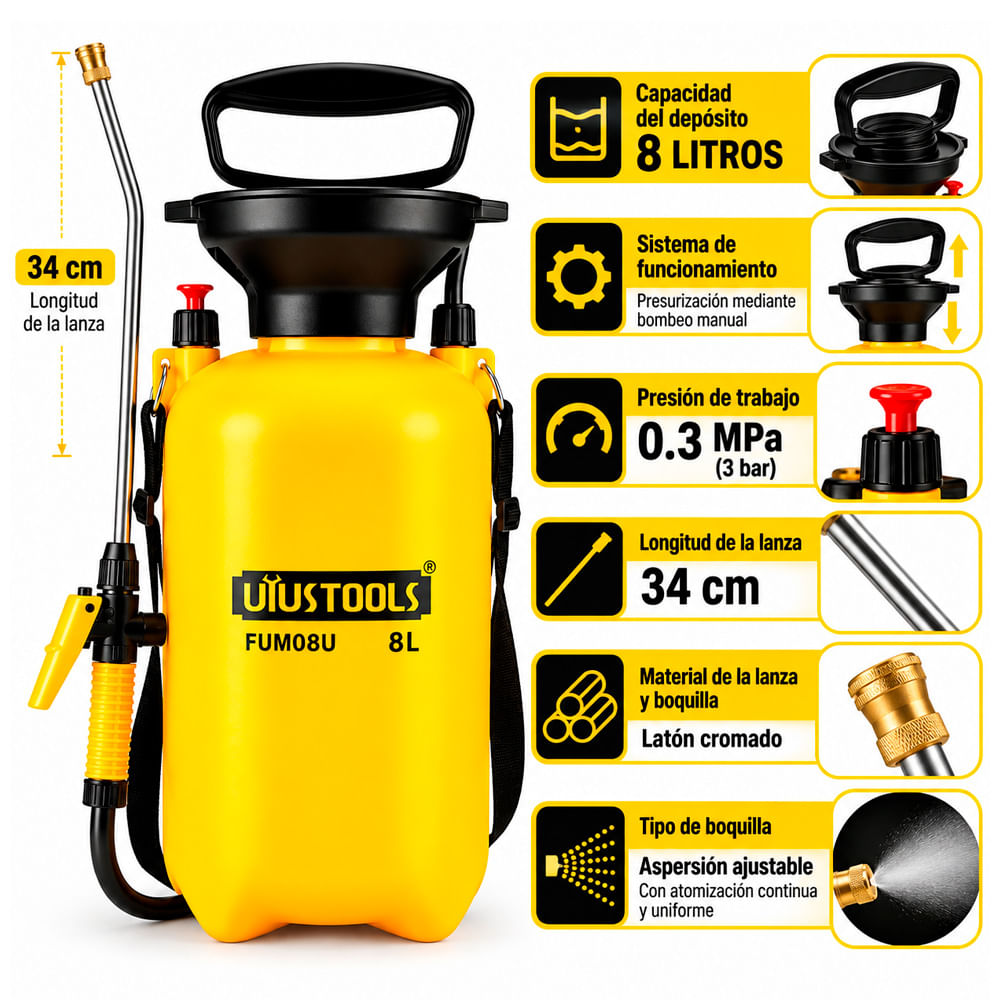Fumigador de Presión Uyustools FUM08U 8 Litros