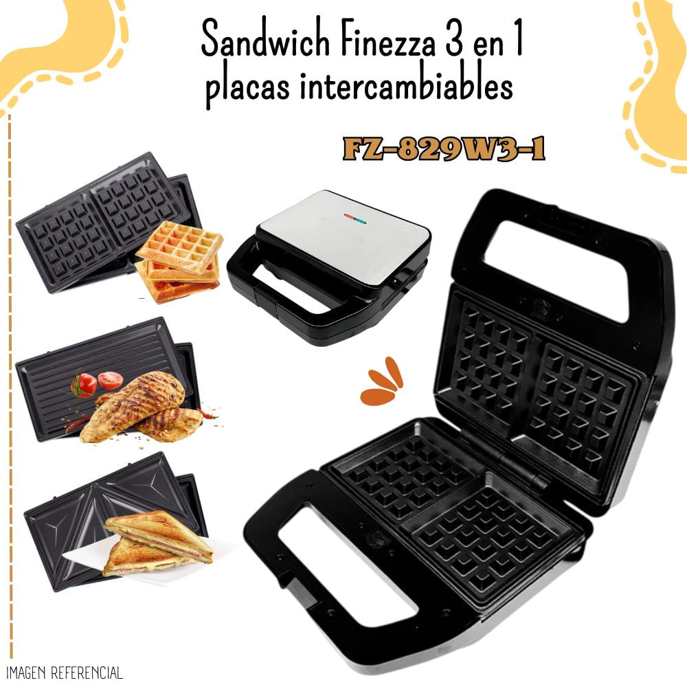 SANDWICH FINEZZA 3 EN 1 PLACAS INTERCAMBIABLES FZ-829W3-1