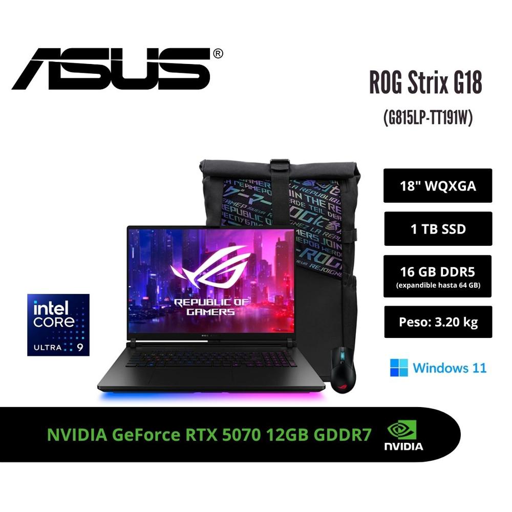 LAPTOP GAMER ASUS ROG STRIX G18 18 2.5K 240HZ INTEL CORE ULTRA 9 290HX 16GB RTX 5070 1TB W11