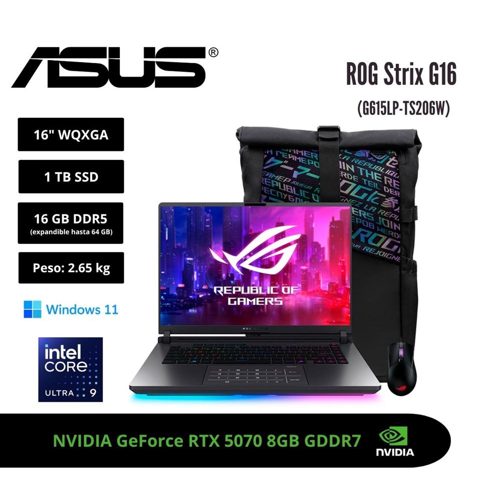 LAPTOP GAMER ASUS ROG STRIX G16 16 2.5K 300HZ INTEL CORE ULTRA 9 290HX 16GB RTX 5070 1TB W11