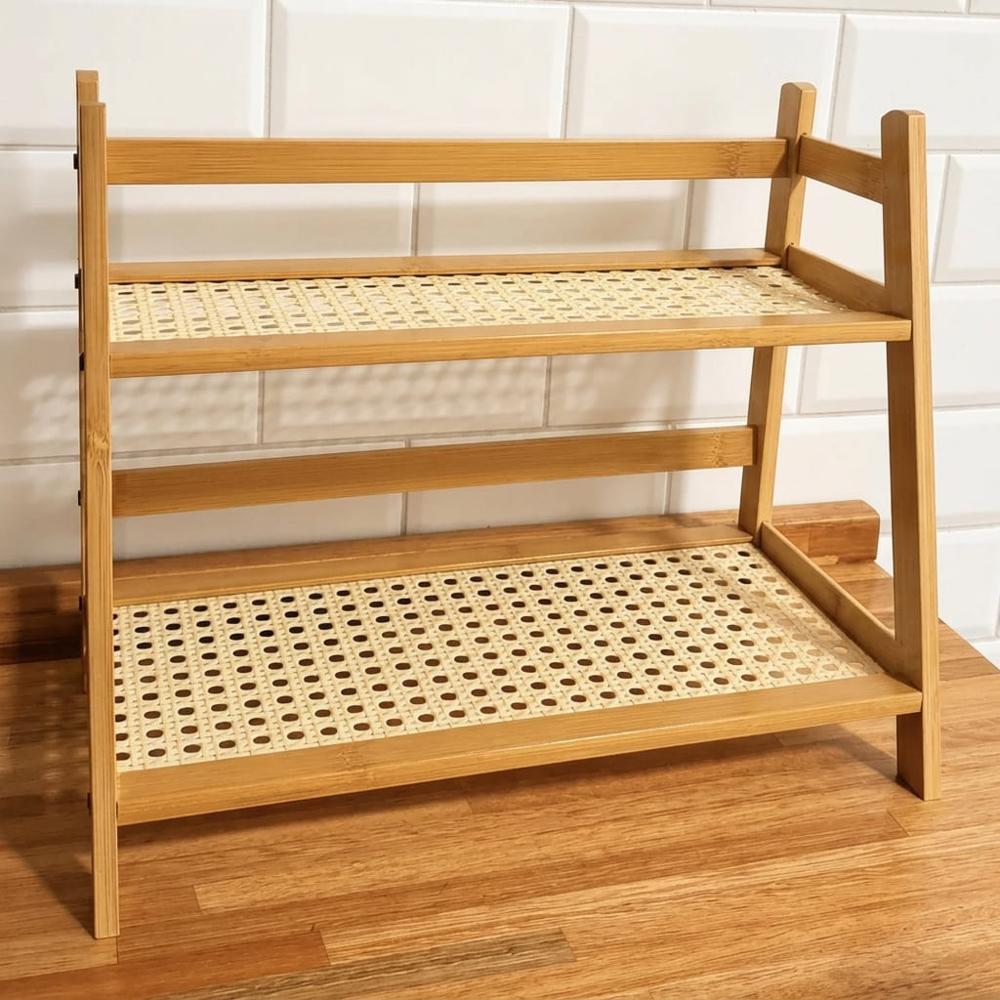 Repisa Organizadora de Bambú 2 Niveles Multiusos para Cocina Baño y Escritorio