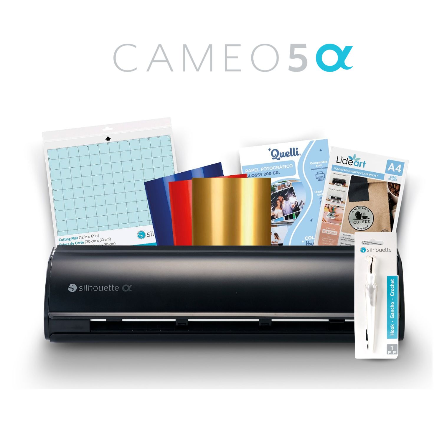 Kit Básico Silhouette Cameo 5 Alpha Negro Mate y Accesorios