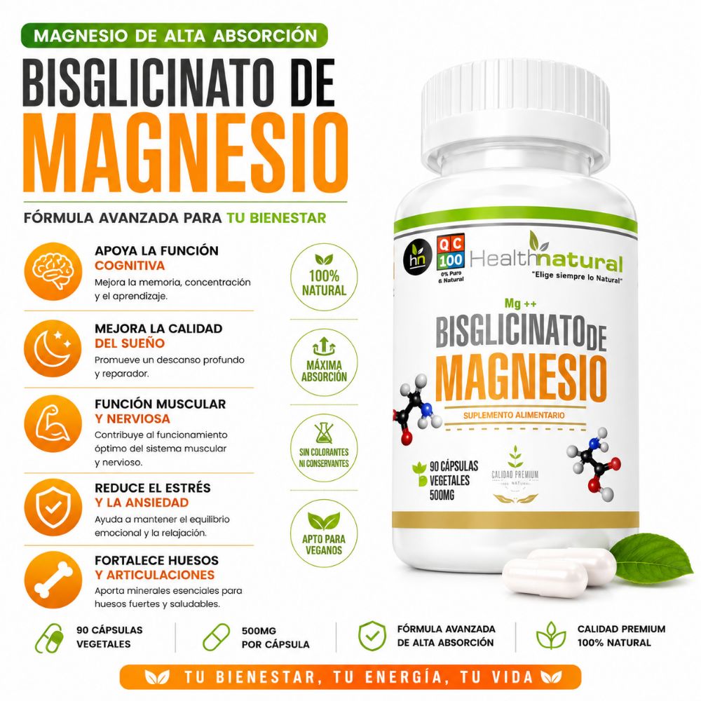 BISGLICINATO DE MAGNESIO HEALTHNATURAL 500MG