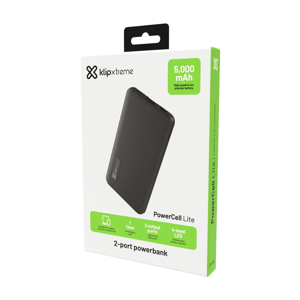 Power Bank Klip Xtreme PowerCell Lite 5000mAh USB-C 12W Negro KPB-250