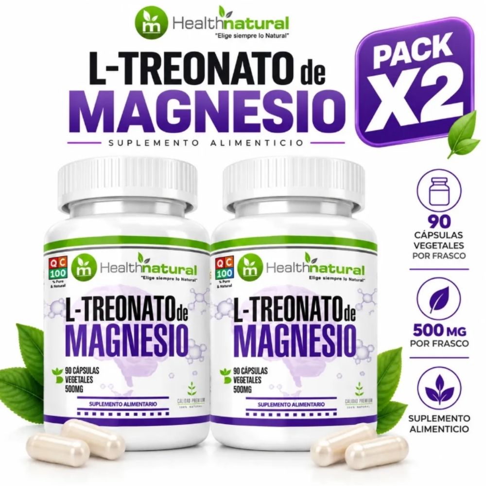 PACK 2 L-TREONATO DE MAGNESIO HEALTHNATURAL 1000MG