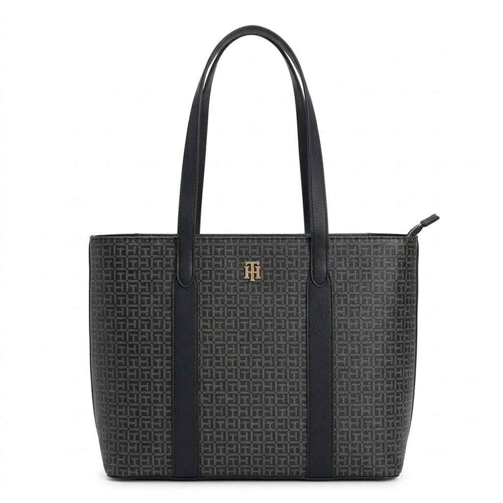 CARTERA TOTE TOMMY HILFIGER NEGRO MONOGRAFIADO