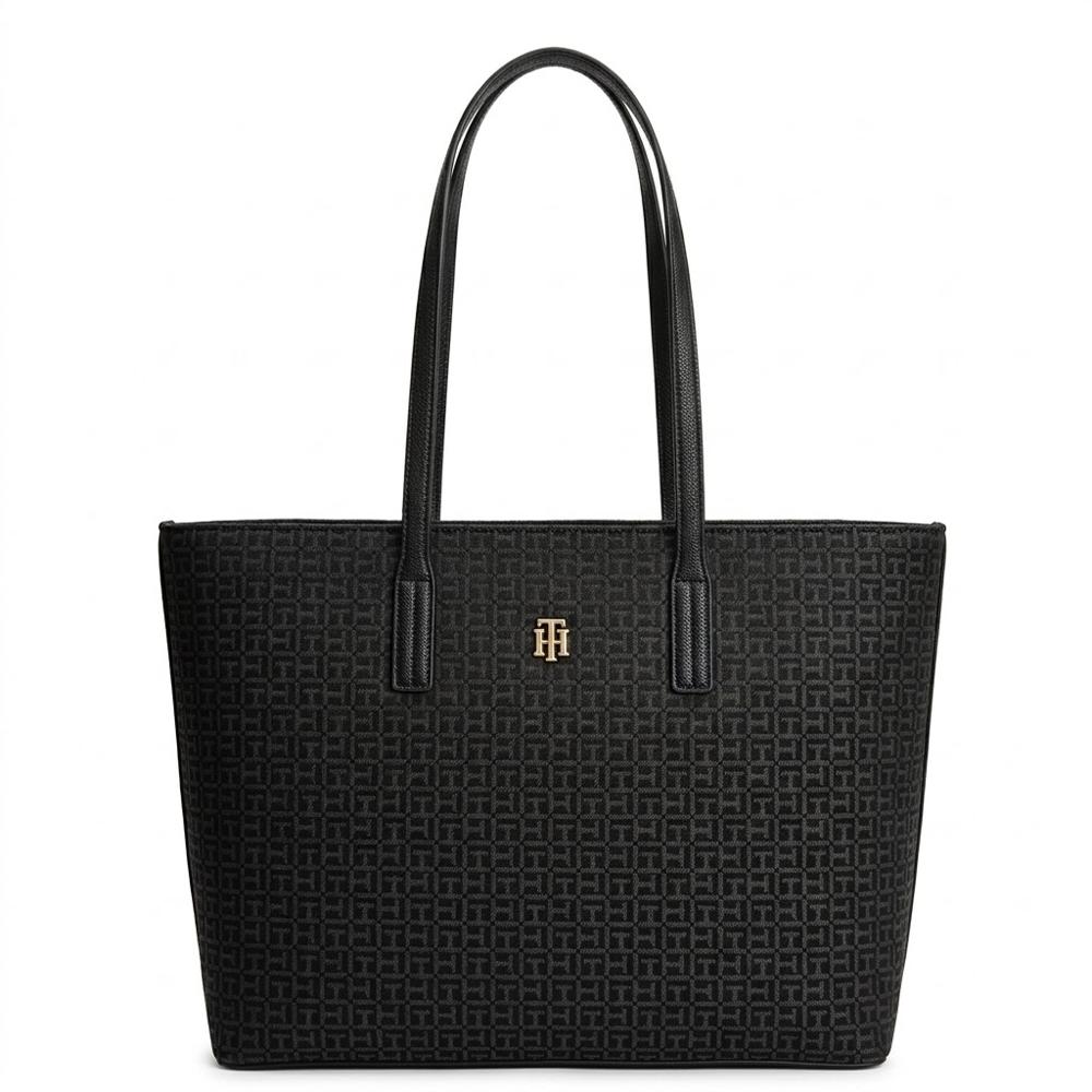 CARTERA TOTE TOMMY HILFIGER MONOGRAFIADO NEGRO NOCHE