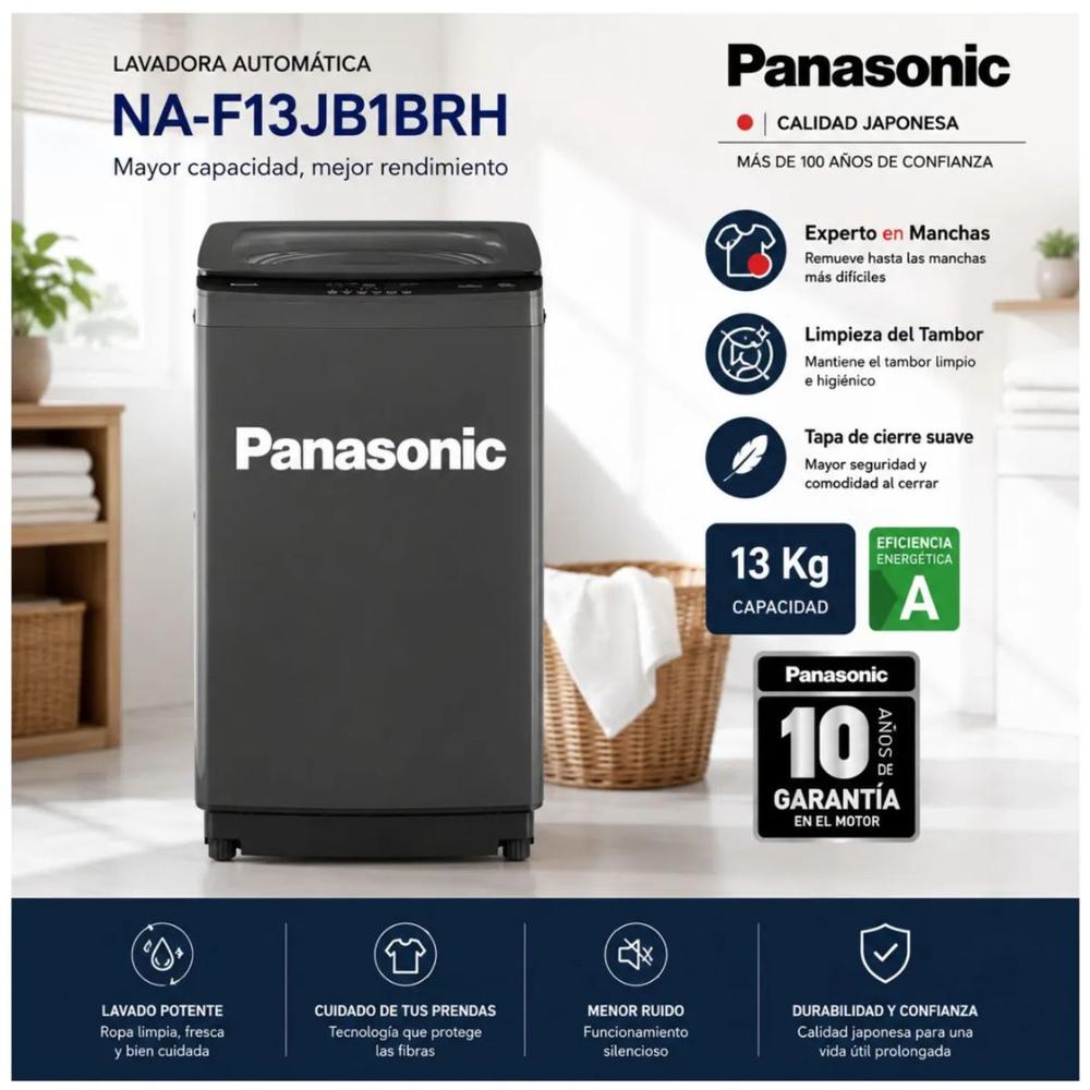 Lavadora Panasonic NA-F13JB1BRH 13 Kg Carga Superior Gris Oscuro