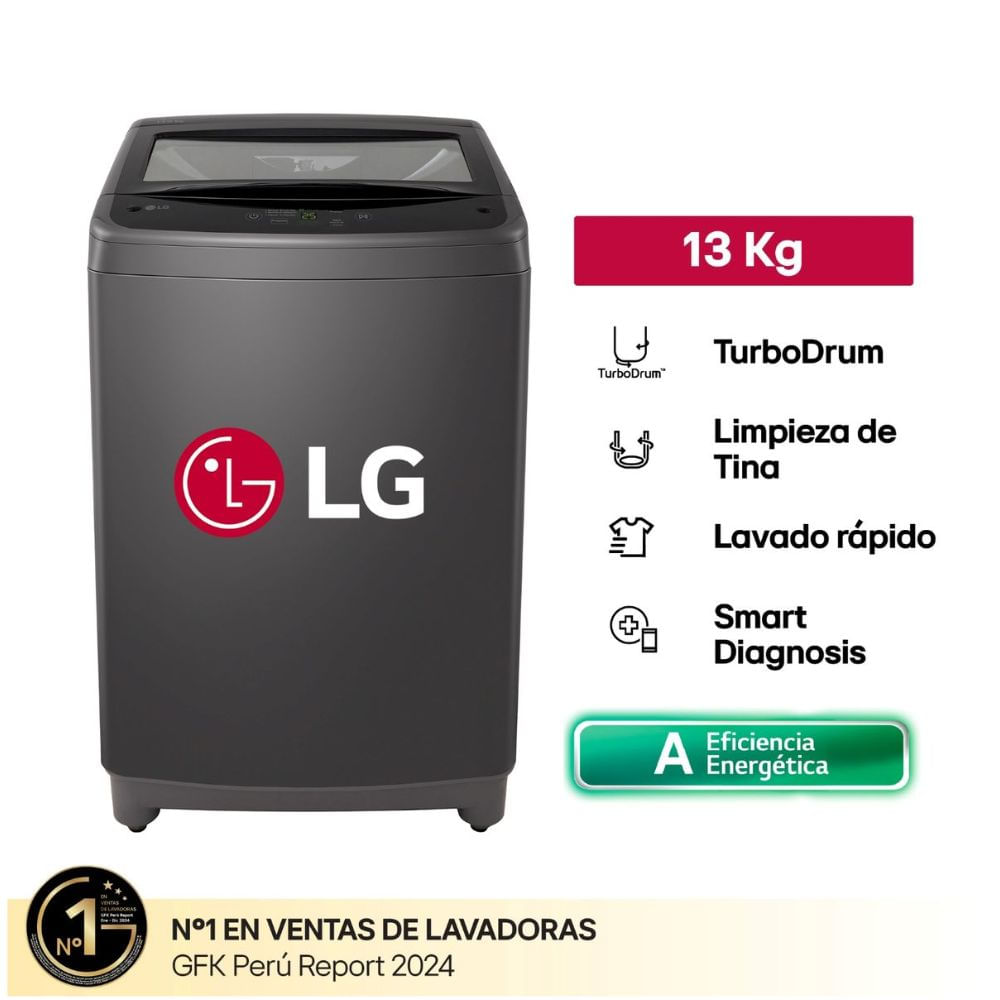 Lavadora LG WT13BVTB 13 KG TurboDrum Carga Superior Negro Claro
