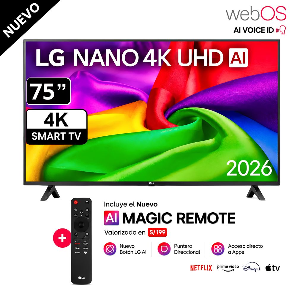 Televisor LG 75  NANO 4K UHD AI Smart TV 75NU800BPSBQ - 2026