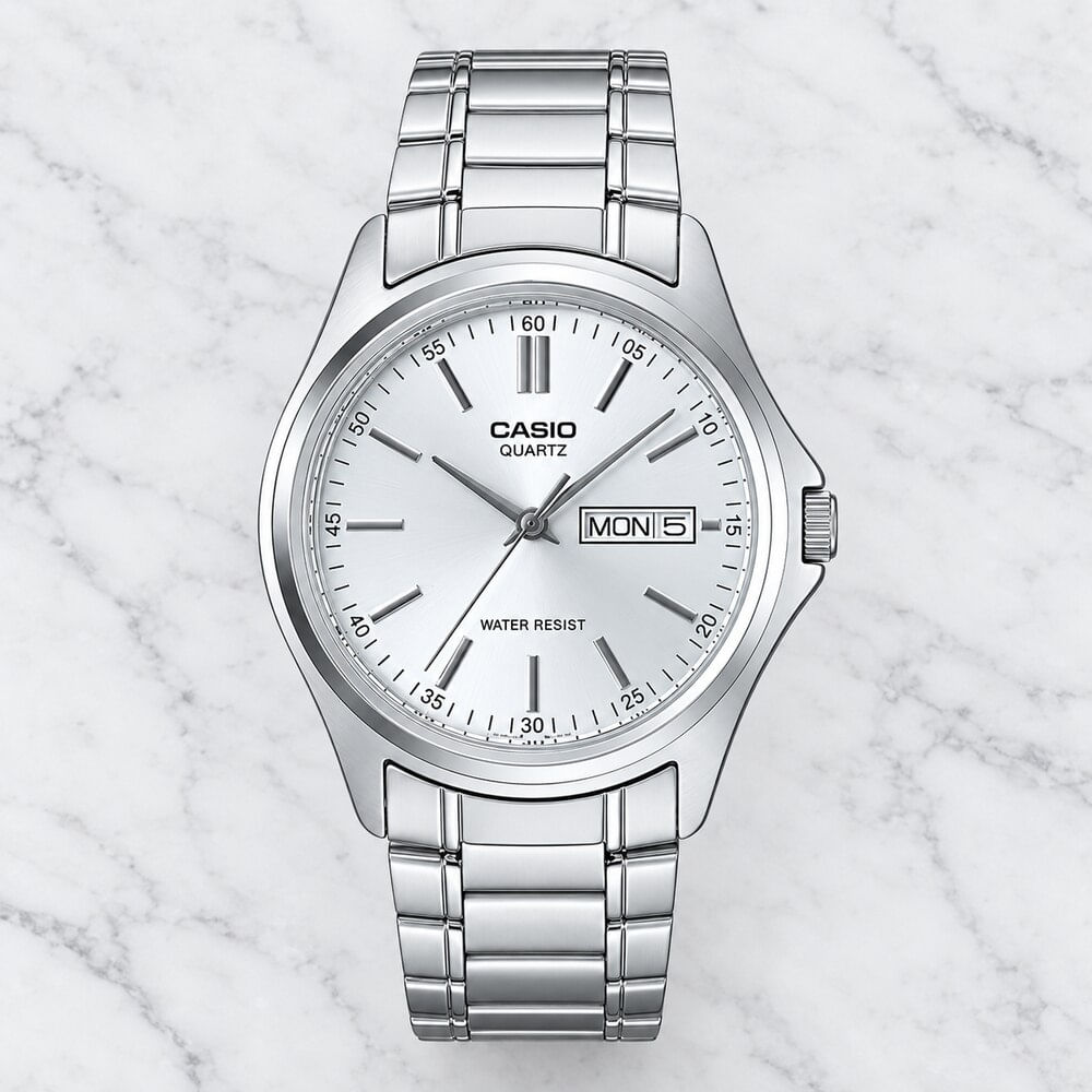 Reloj Casio MTP-1239D-7ADF para Hombre Plateado Esfera Plateada Acero Día y Fecha