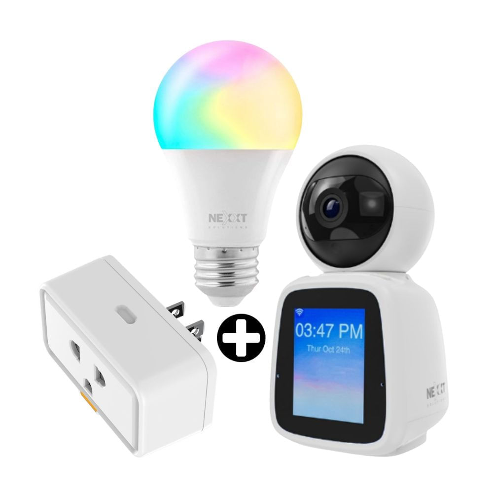 COMBO Enchufe Inteligente + Foco Inteligente LED Nhb-C120M RGB + Cámara Inteligente Ptz Interior 2Way Video NHC-IP20 Nexxt