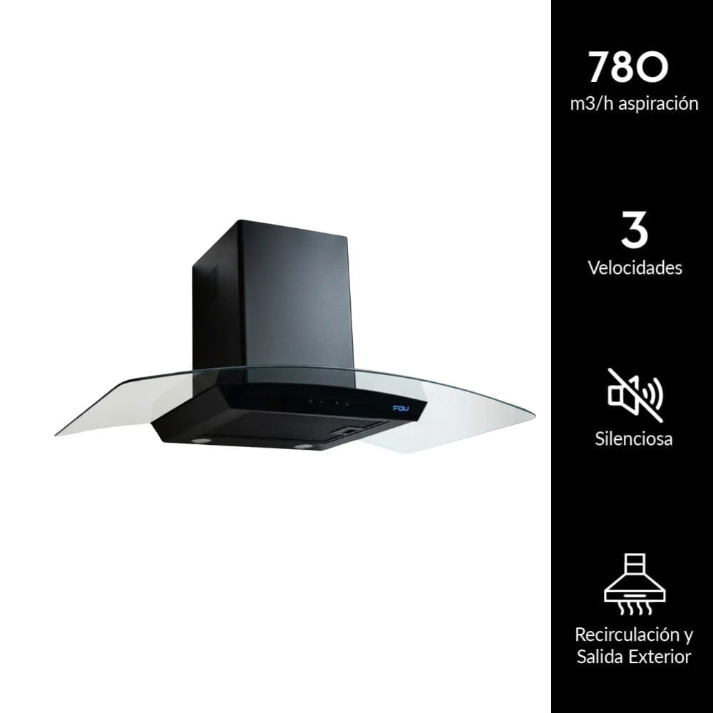Campana Decorativa FDV 90cm Crystal Negro