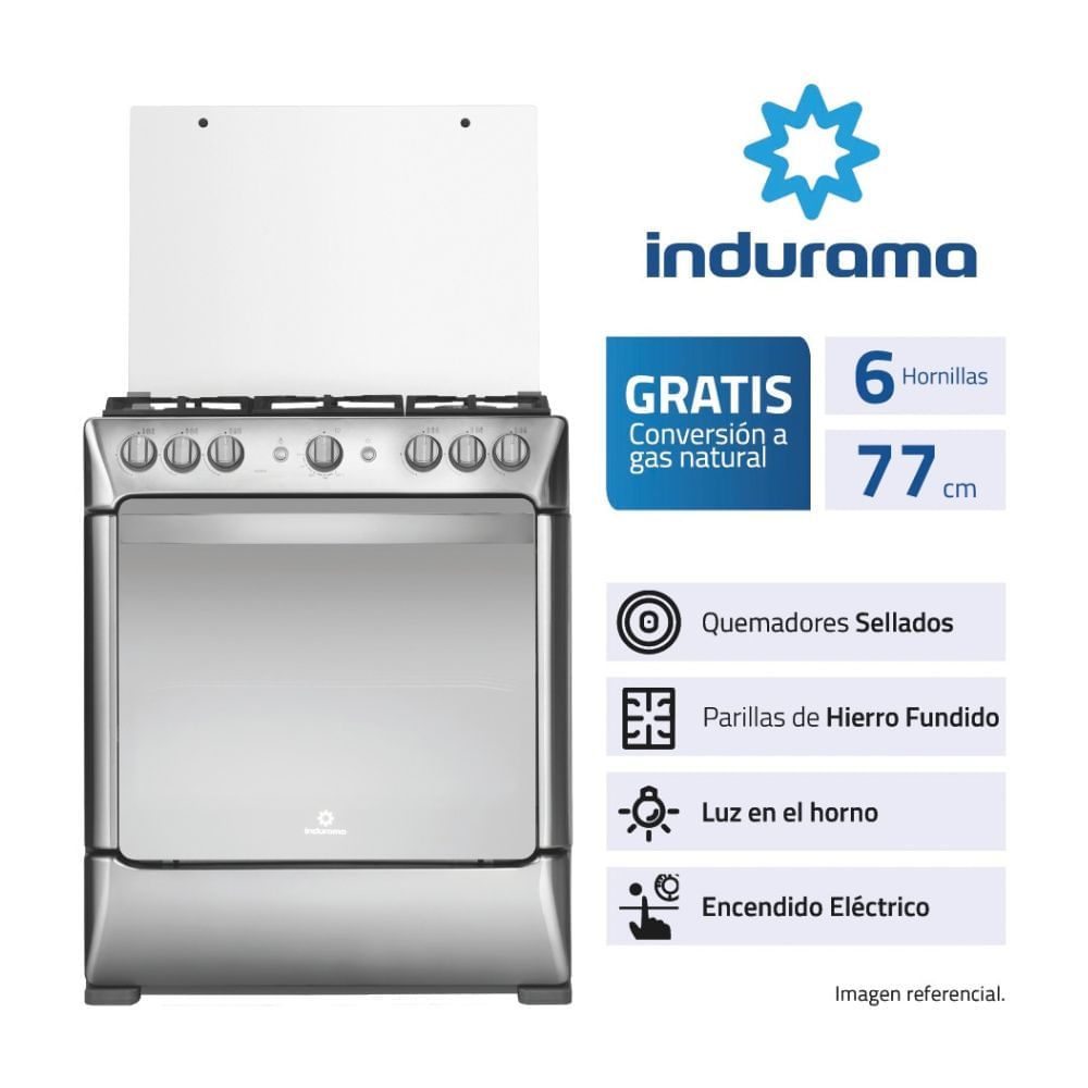 Cocina de Pie a Gas Indurama Parma Croma 6 Quemadores