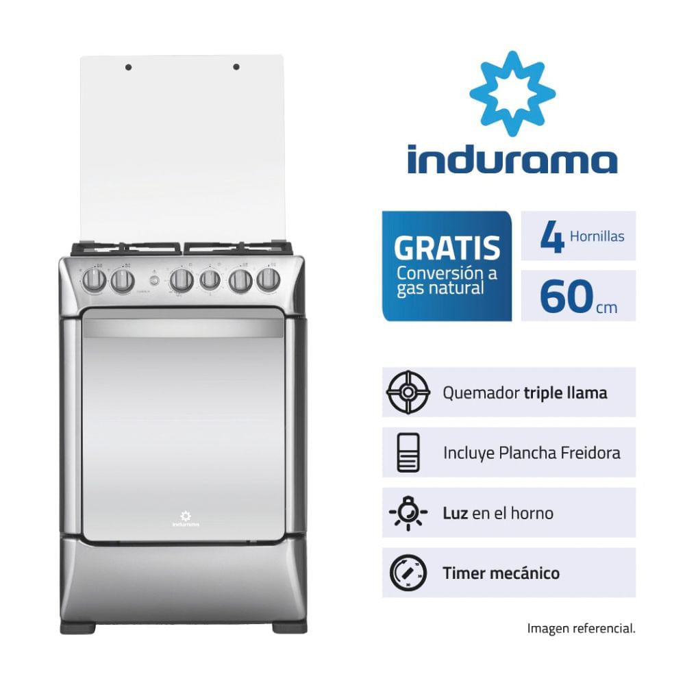 Cocina de Pie a Gas Indurama Florencia Croma 4 Quemadores