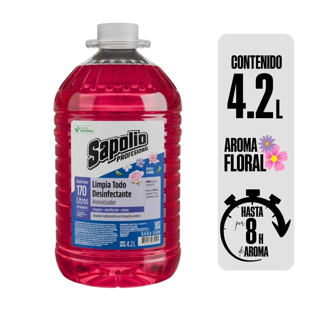 Limpiatodo Desinfectante Sapolio Profesional Floral 4.2L
