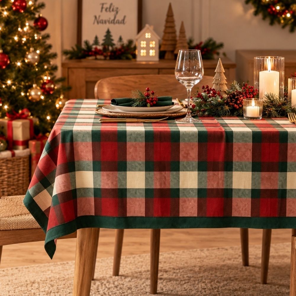 Mantel Estilo Escocés 180x140cm - Encanto Clásico