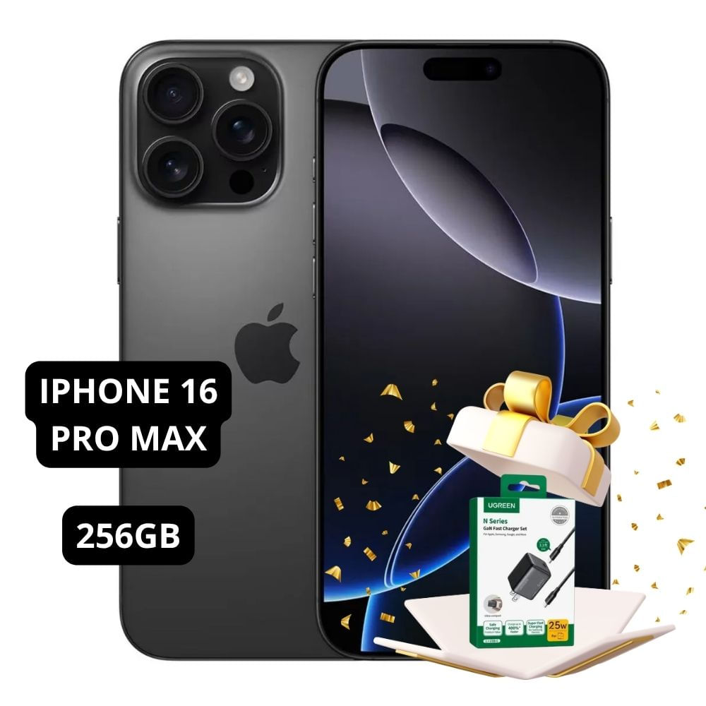 iPhone 16 Pro max 256GB Semi Nuevo Black Titanium - Incluye cargador Ugreen