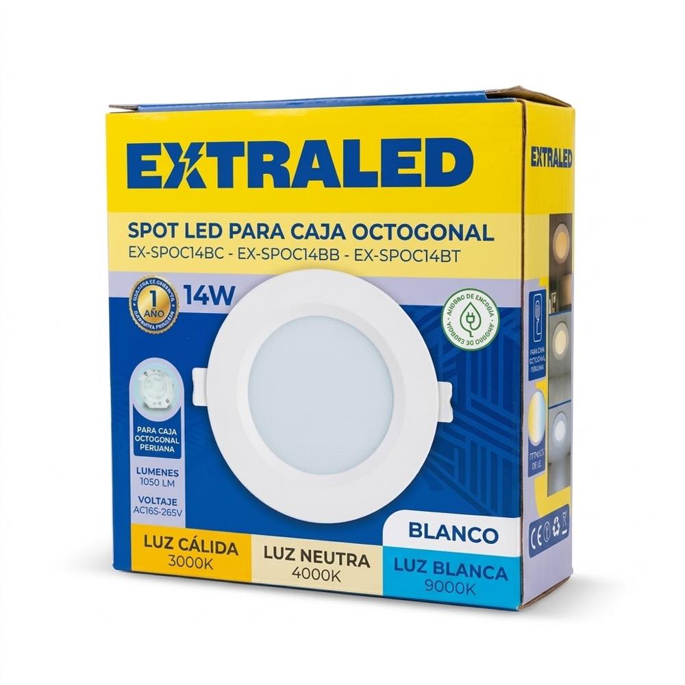 Spot Para Empotrar Caja Octogonal 14W Luz Cálida color Blanco