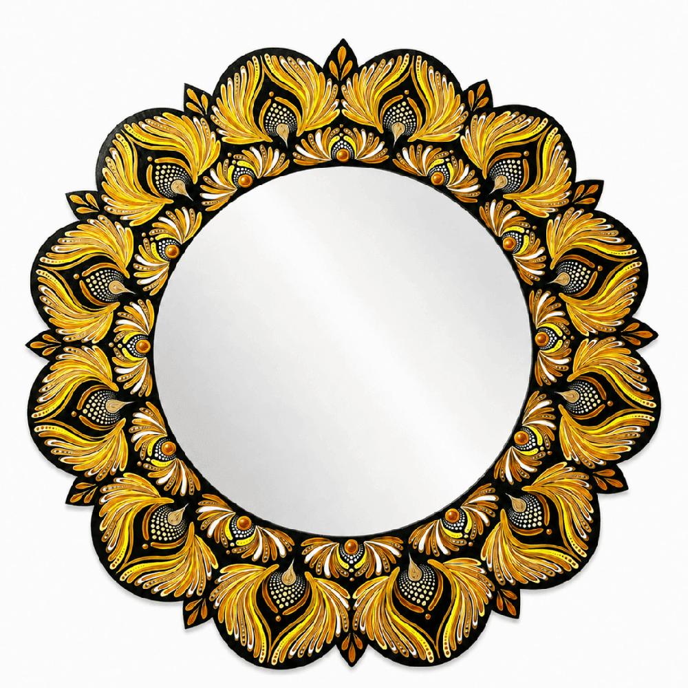 Espejo decorativo de pared Reya Mándala Flor de la Vida Dorado 80 cm