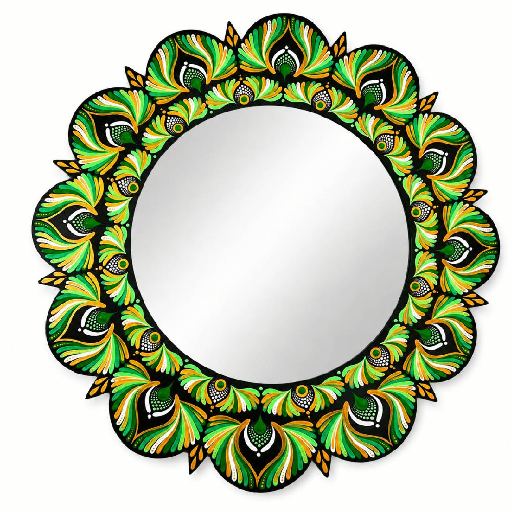 Espejo decorativo de pared Reya Mándala Flor de la Vida Verde 80 cm