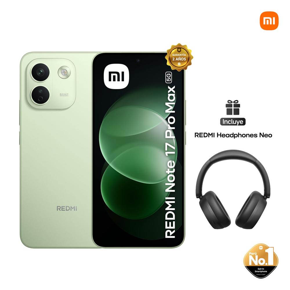 Celular Redmi Note 17 Pro Max 5G 256GB 8GB verde - Audífonos Headphones Neo