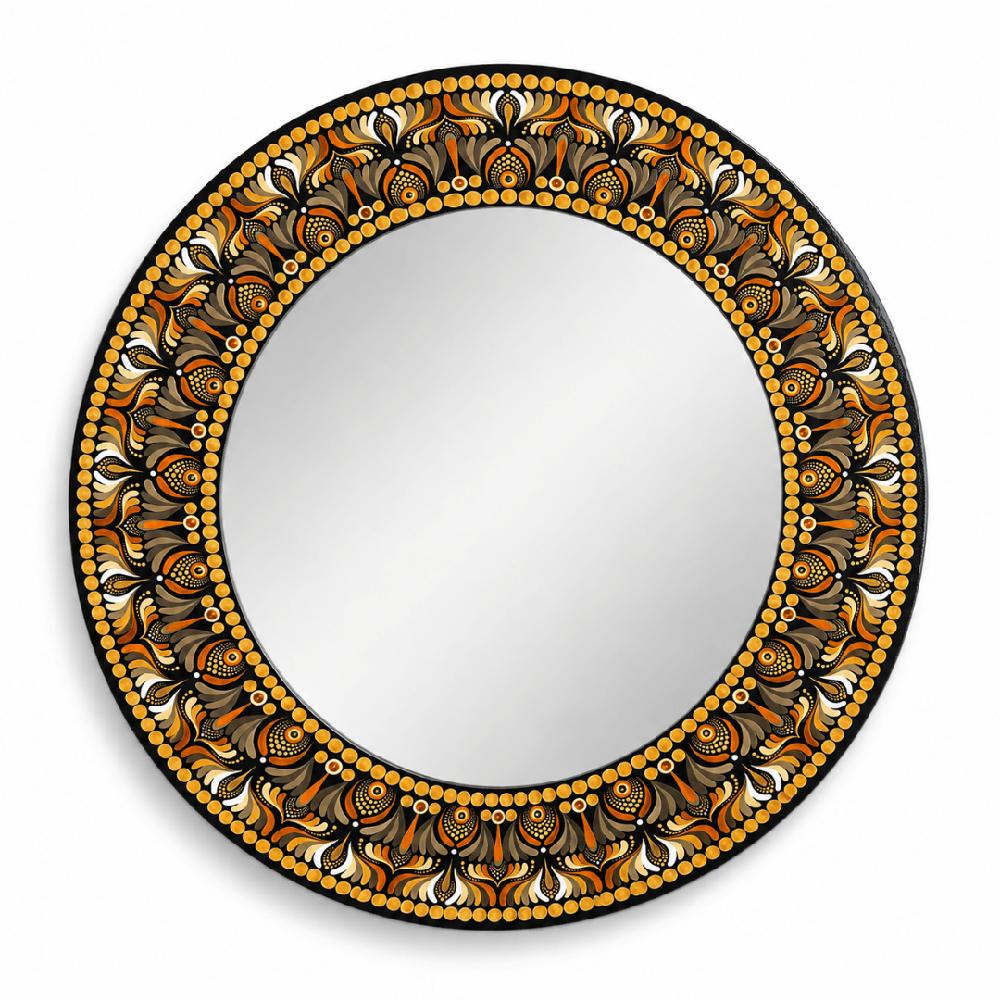 Espejo decorativo de pared Reya Mándala Marrón y Dorado 80 cm