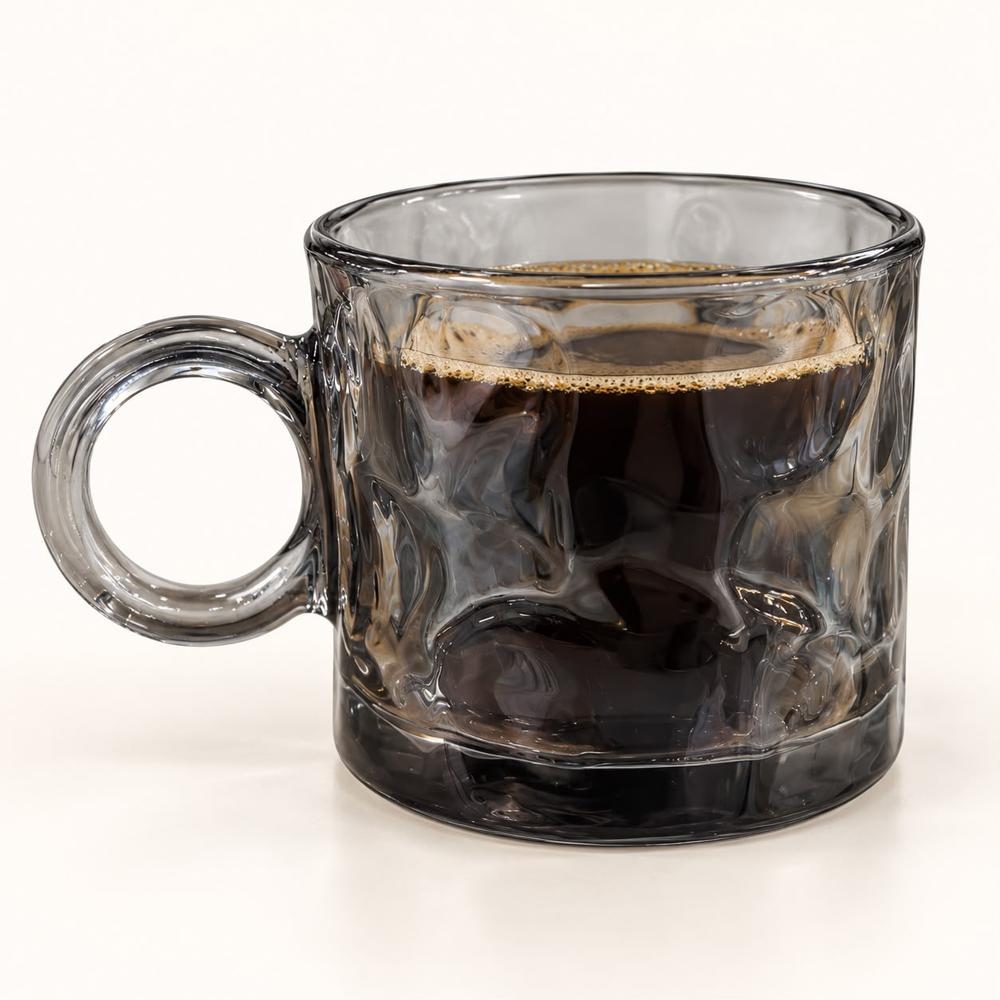 Set de 2 Tazas de Vidrio Labrado Gris de 400 ml