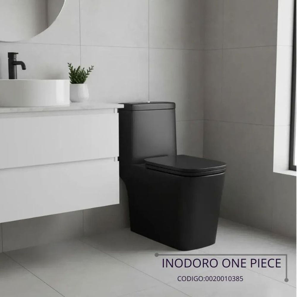 Inodoro One Piece MKS Negro Mate Rectangular con Tanque Integrado y Botón Dual