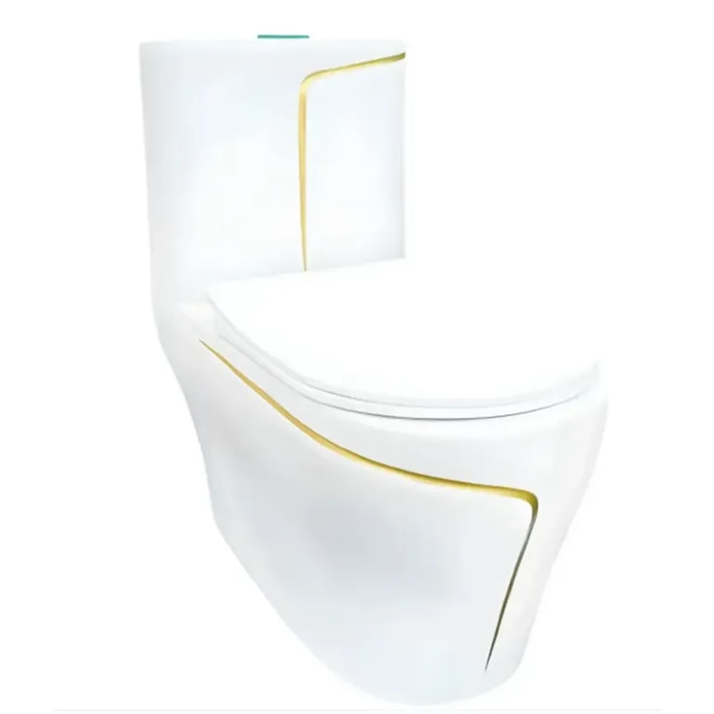 FRATELLI - INODORO ONE PIECE MINIMALISTA BLANCO CON DORADO