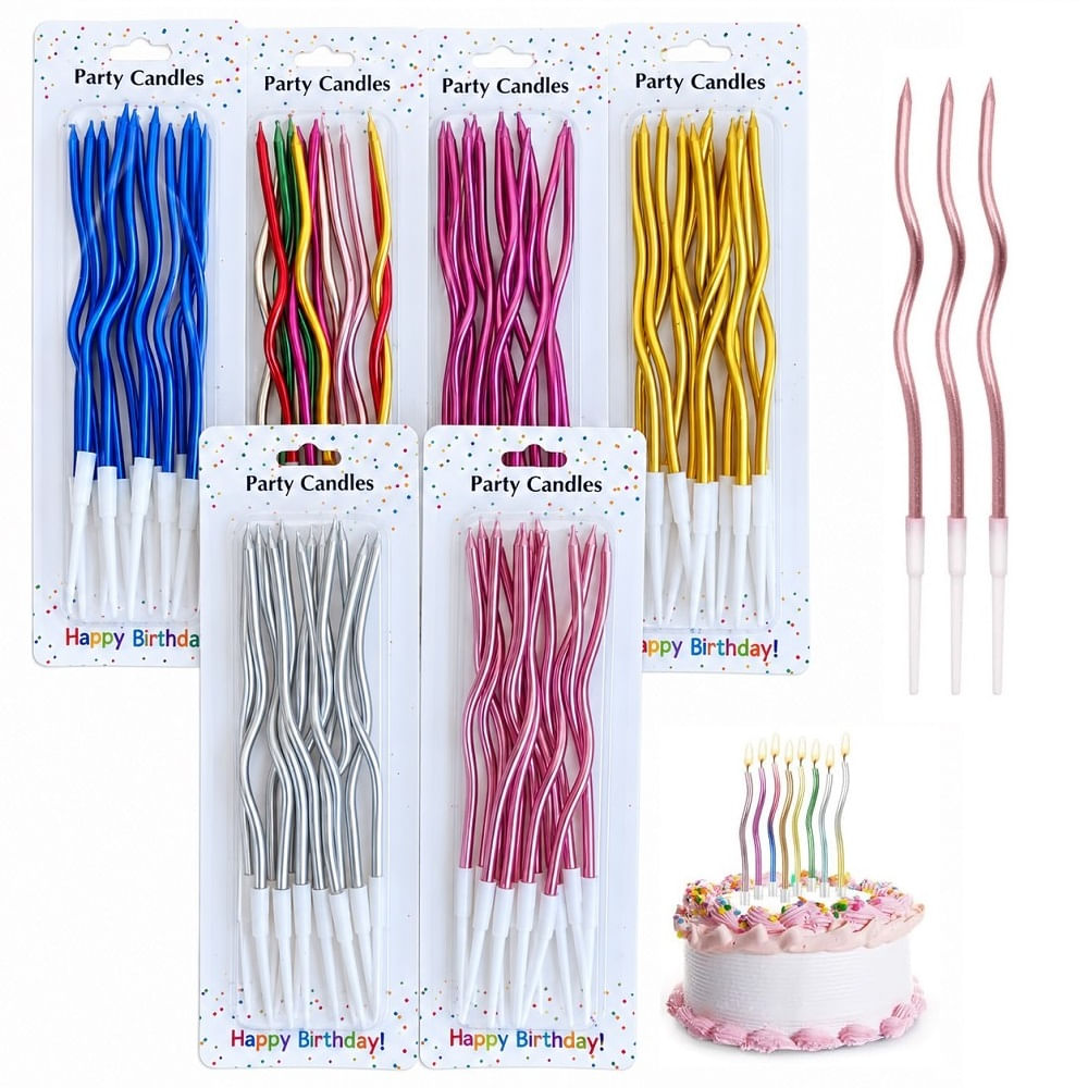 Velas para Cumpleanos Onduladas Decorativas 6 Set de 12 Velas