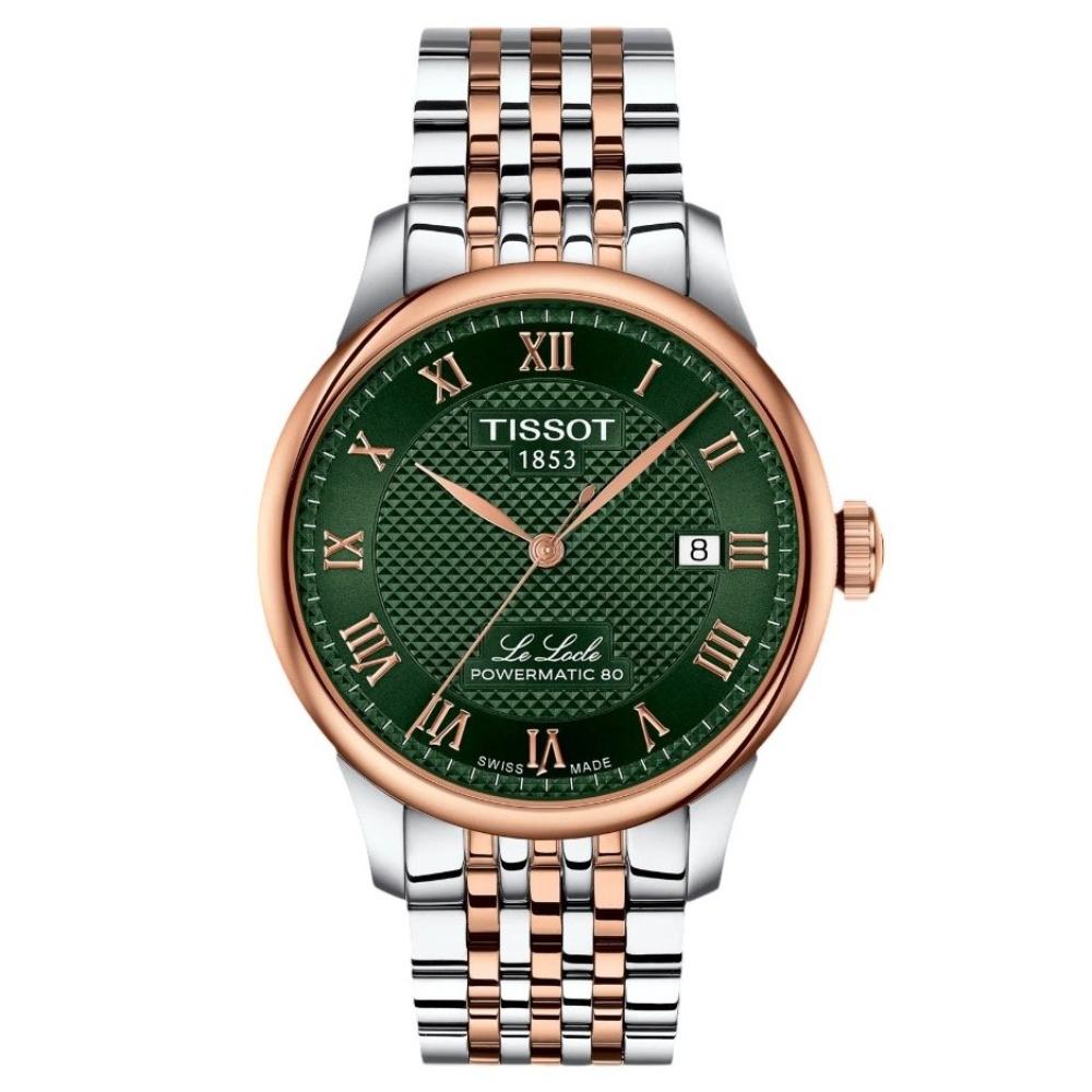 Reloj para Hombre Le Locle Powermatic 80 Oro Rosa y Verde T006.407.22.093.01
