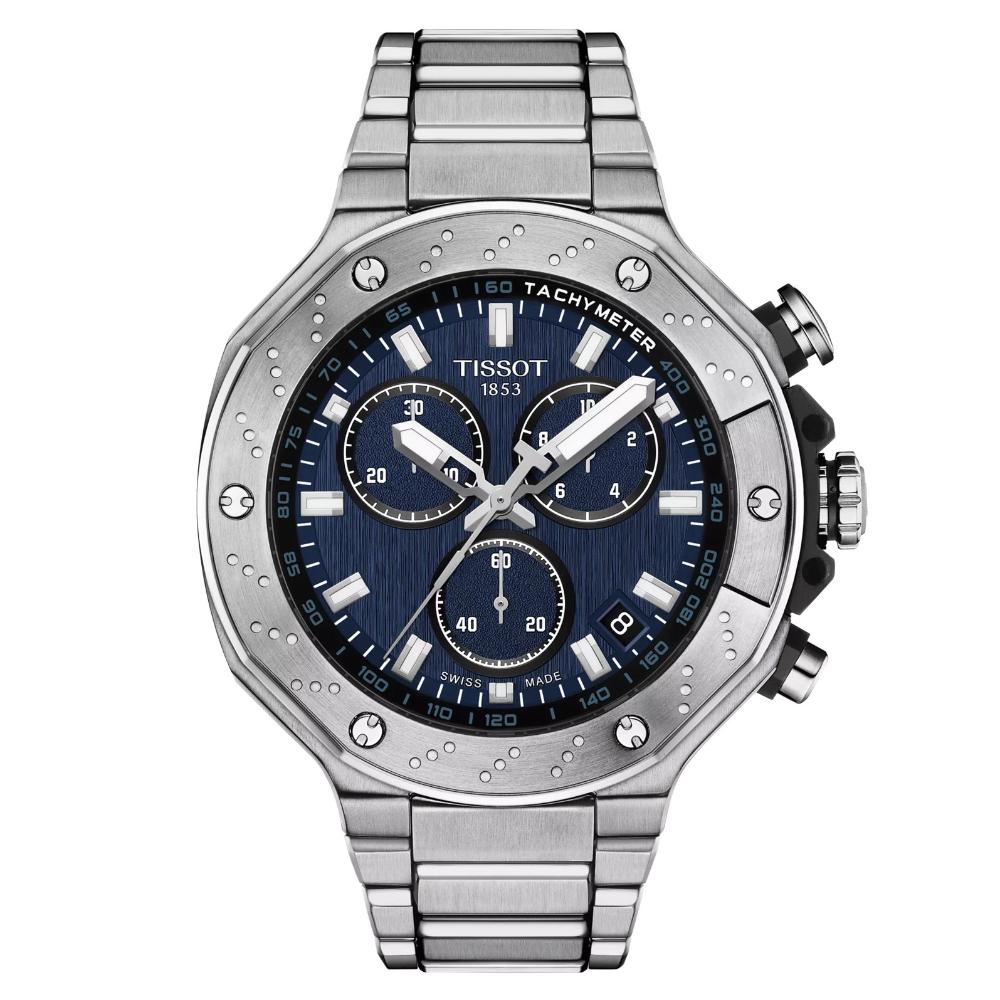 Reloj para Hombre T-Race Quartz Chronograph Plata y Azul T141.417.11.041.00
