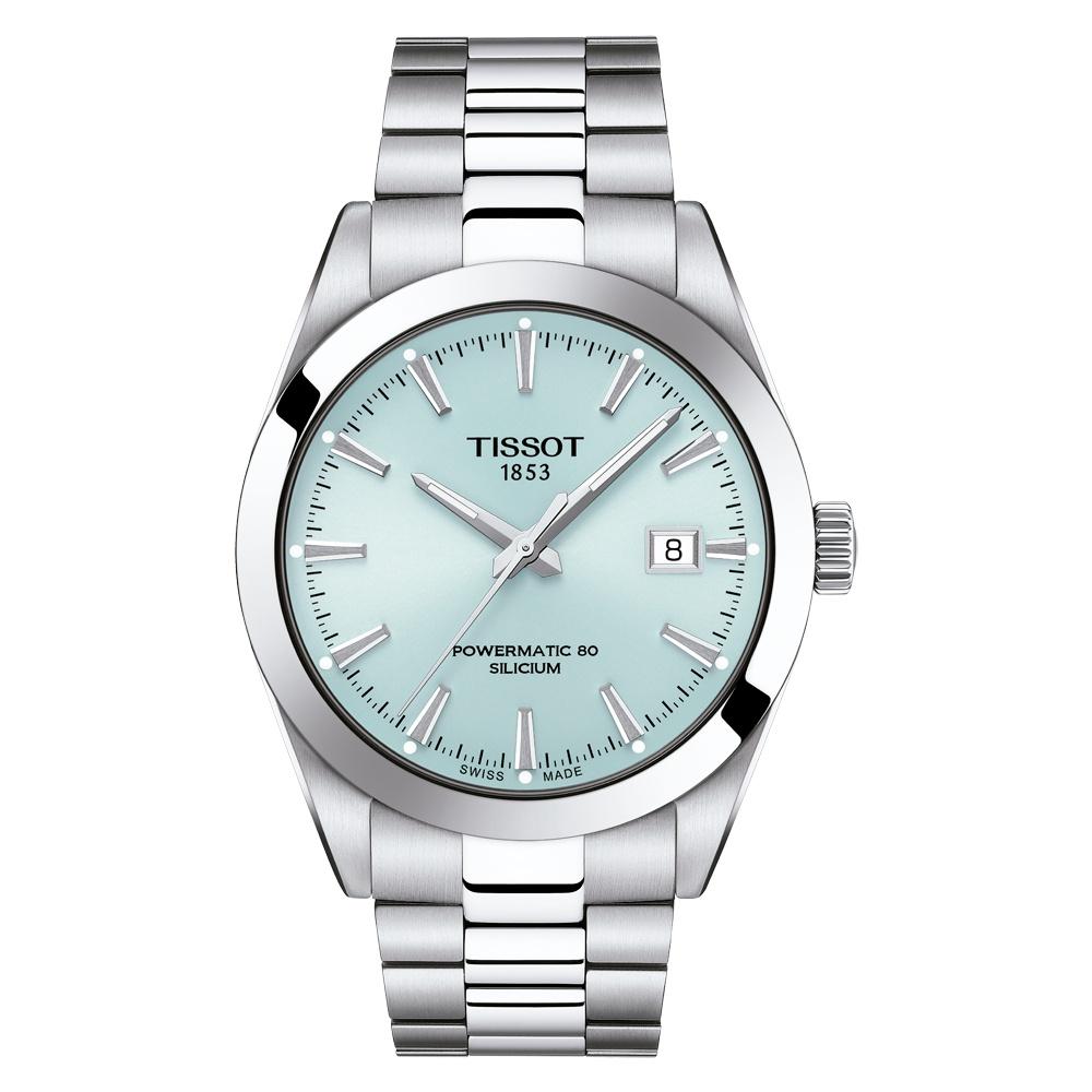 Reloj para Hombre Gentleman Powermatic 80 Silicium Plata y Azul Hielo T127.407.11.351.00