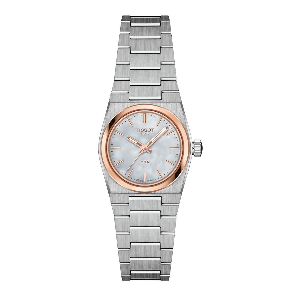 Reloj para Mujer PRX 25mm Plata y Bisel Oro Rosa T137.010.21.111.00