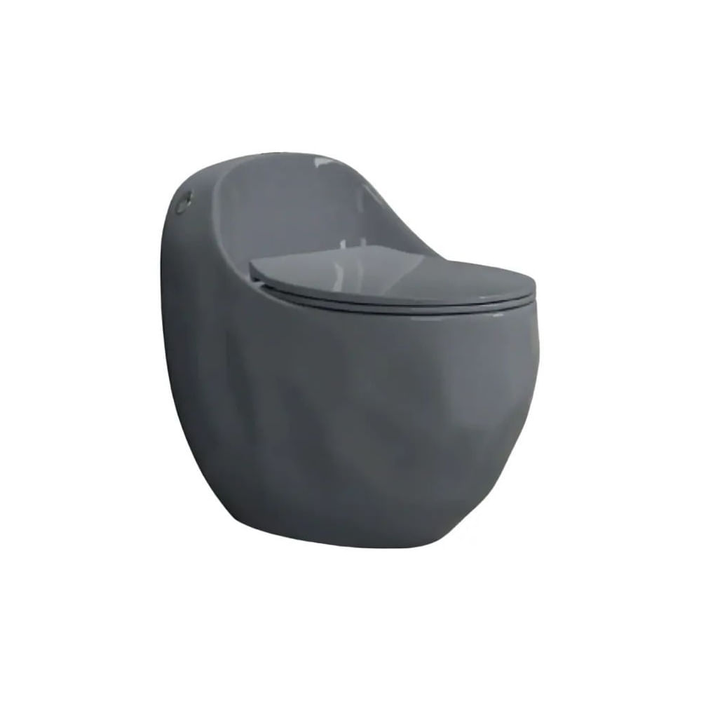 Inodoro One Piece Ovalado Rocoso GAIA Gris con Sifón Oculto y Botón Dual