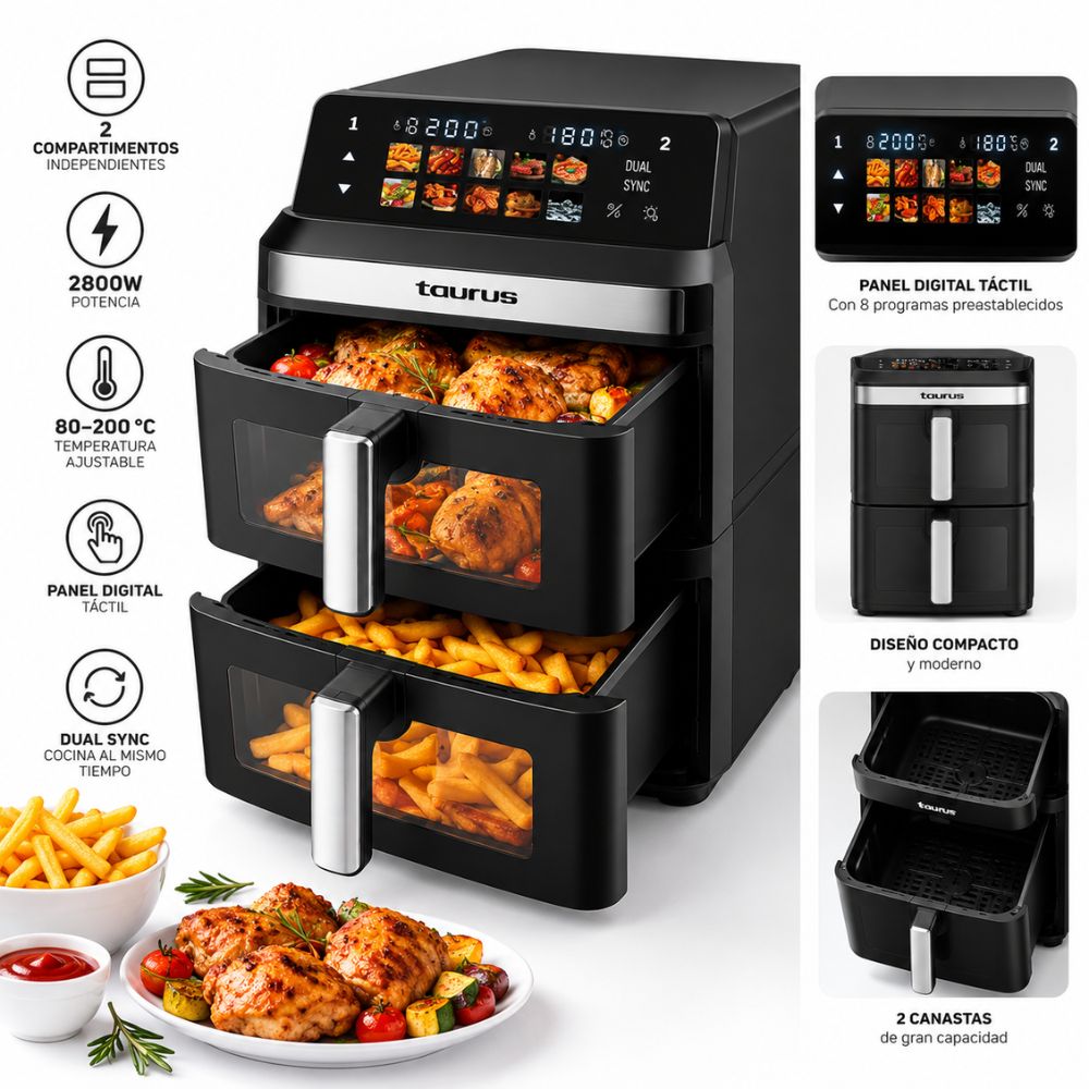 Freidora de aire Taurus Duo Air Tower 13 litros