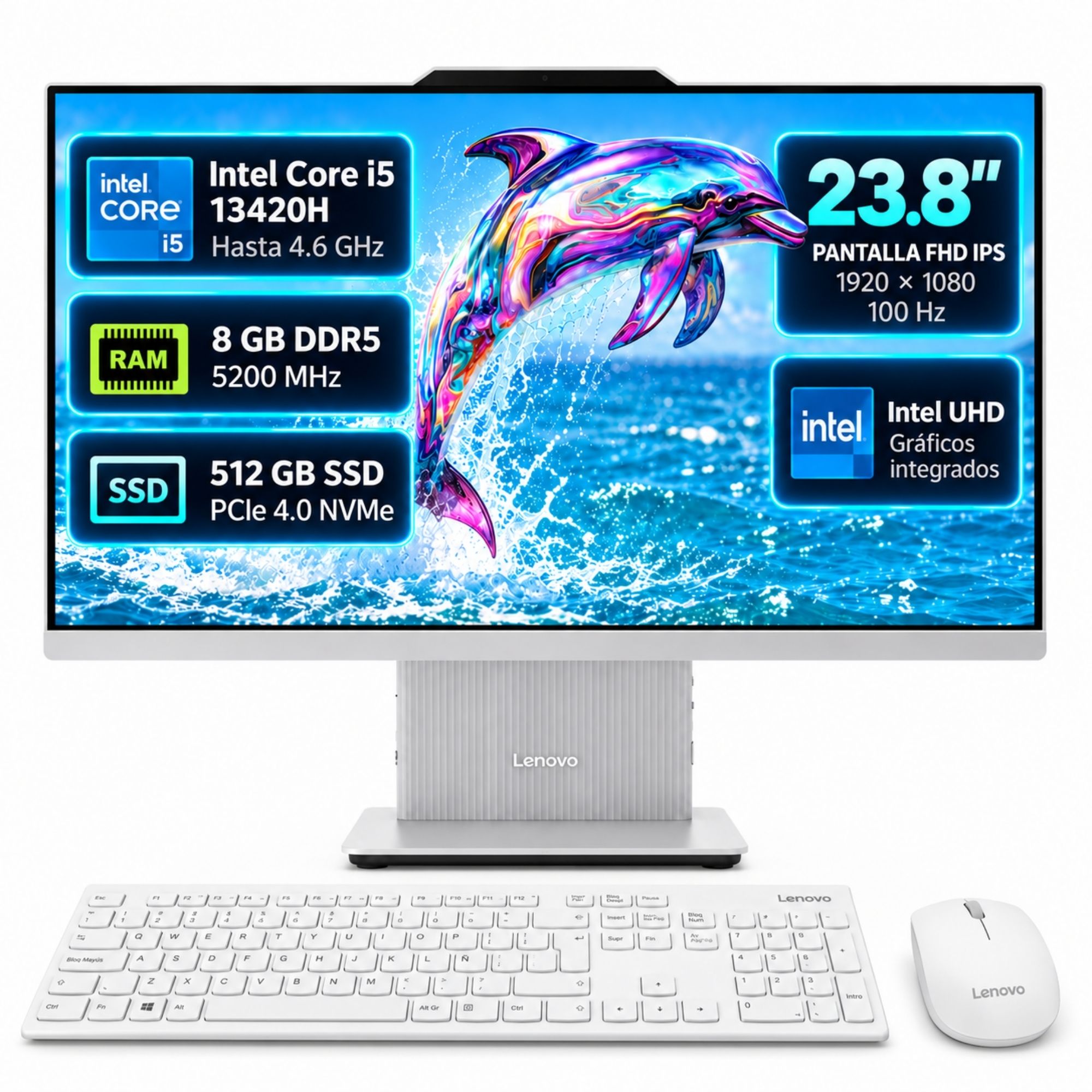 ALL IN ONE LENOVO IDEACENTRE AIO 24IRH9 INTEL CORE i5  Ram 8GB SSD 512GB- F0HN00MTLD