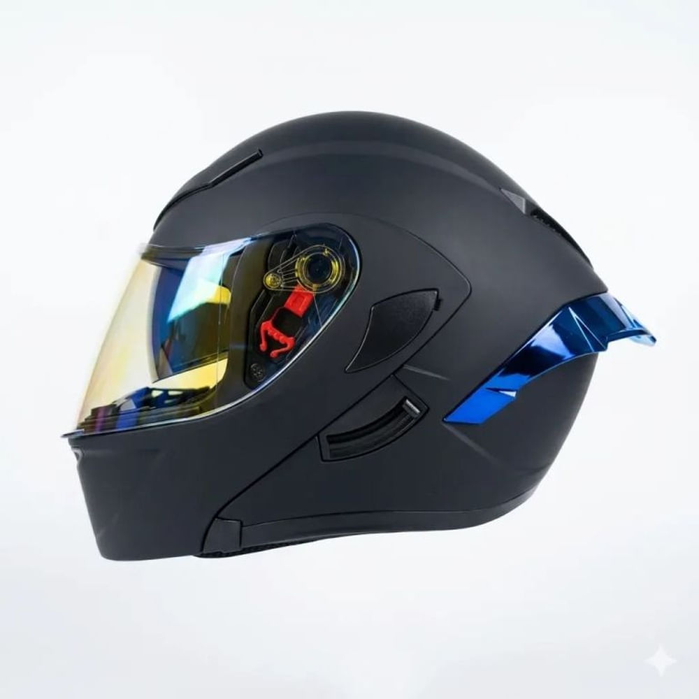 CASCO PARA MOTO XTREME NEGRO VISOR AZUL DIA Y NOCHE M