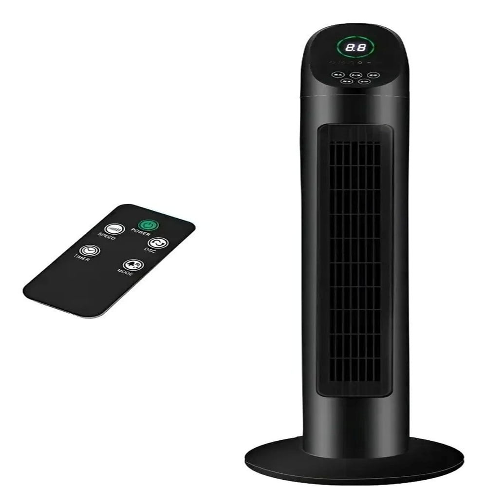 Ventilador Torre  Mediana 3 Velocidades 200W Silencioso Con Control -Black