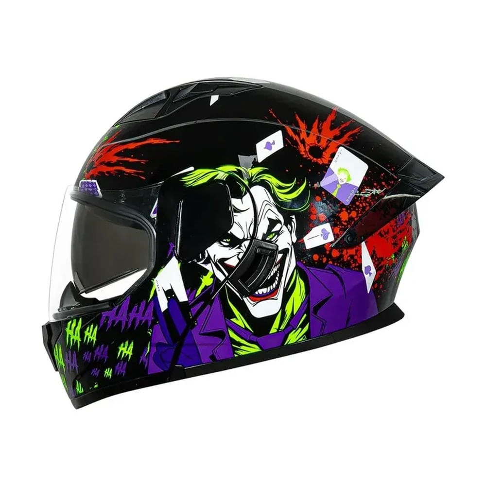 Casco abatible para moto KRATOZ EVO K35 JOKER negro / rojo visor transparente