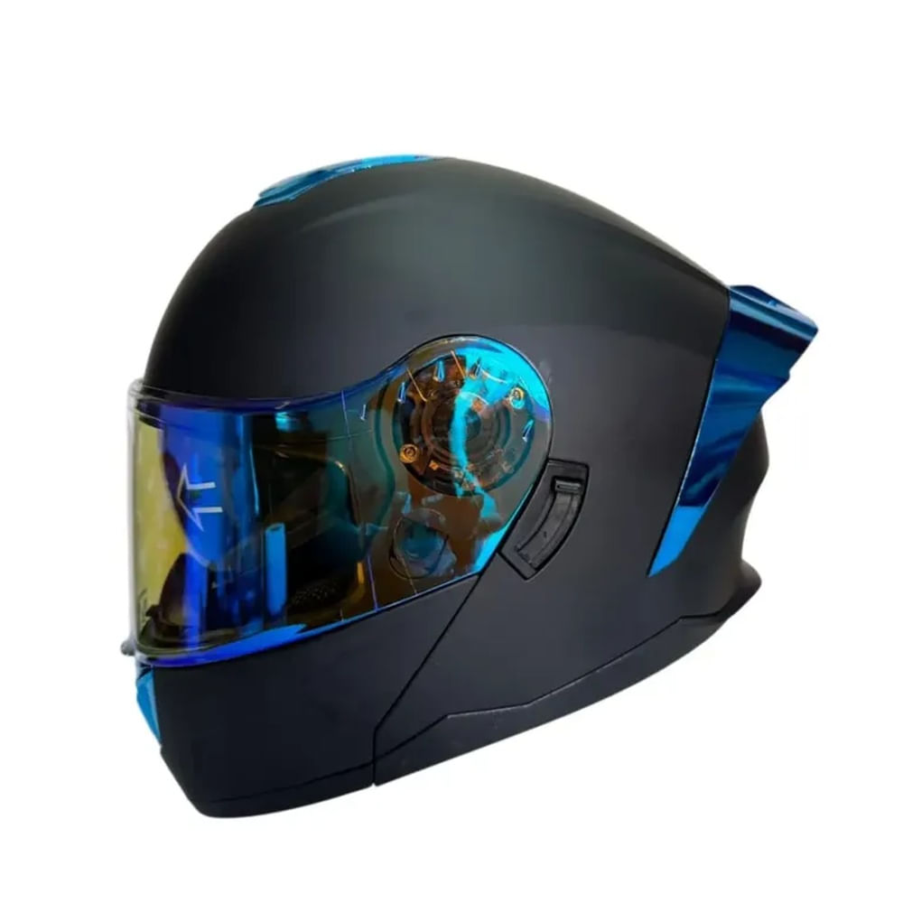 CASCO PARA MOTO ABATIBLE XTREME NEGRO VISOR AZUL DIA Y NOCHE XL